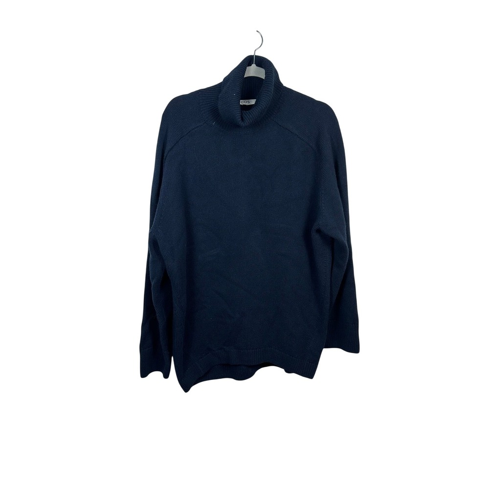 COS Turtleneck Sweater Womens Navy Blue Wool Cashmere Very Good Ribbed Knit